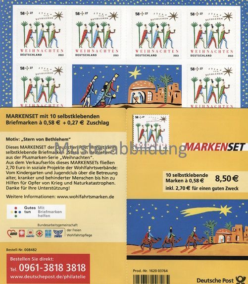 0,58 Briefmarken - H) Selbstklebend 10 Stück im Markenset Weihnachten Stern