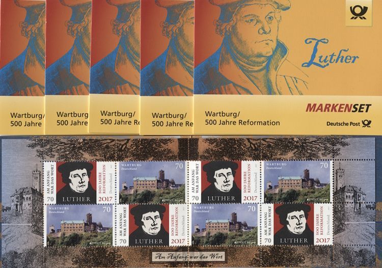 0,70 x 8 = 5,60 Briefmarken Kombination Luther Wartburg im Set 10 x
