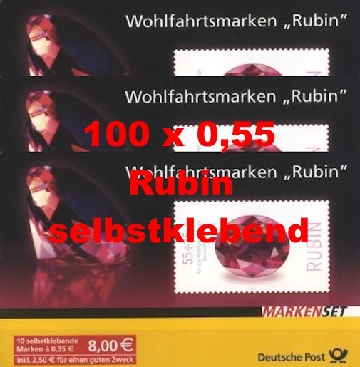 0,55 Briefmarken - L) Selbstklebend 100 Stück in Markensets Rubin 0,55 Briefmarken - L) Selbstklebend 100 Stück in Markensets Rubin