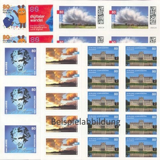 0,80 Briefmarken - H) Selbstklebend 10 Stück im Markenset 0,80 Briefmarken - H) Selbstklebend 10 Stück im Markenset