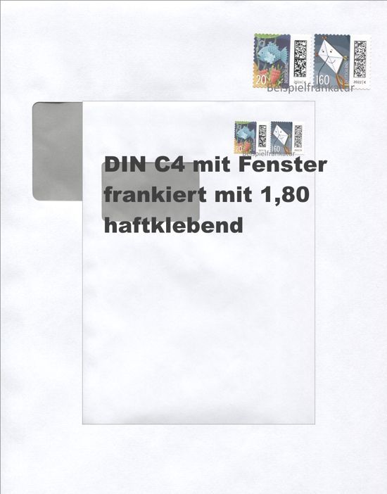 F) DIN C4 1,80 - Umschlag mit Fenster HK - 100 Stück