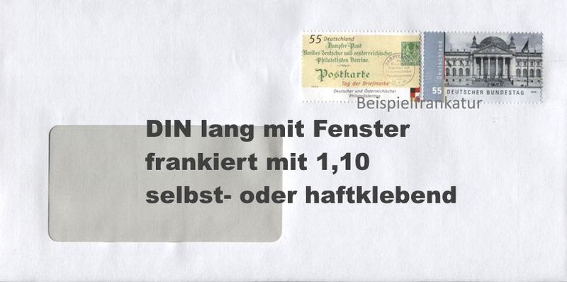 Ba) DIN lang  1,10 - Umschlag mit Fenster SK - 100 Stück