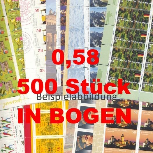 0,58 Briefmarken - C) 500 Stück in Bogen ANGEBOT 0,58 Briefmarken - C) 500 Stück in Bogen ANGEBOT