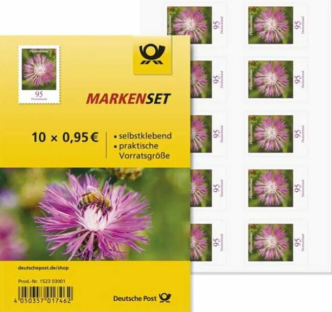 0,95 Briefmarken - J) Selbstklebend 10 Stück im Markenset Flockenblume 0,95 Briefmarken - J) Selbstklebend 10 Stück im Markenset Flockenblume