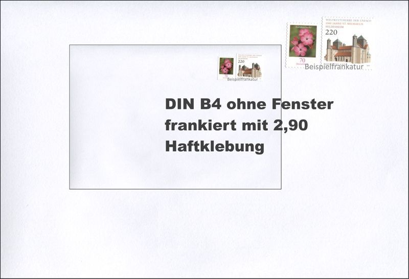 H) DIN B4 2,90 - Umschlag ohne Fenster HK - 100 Stück