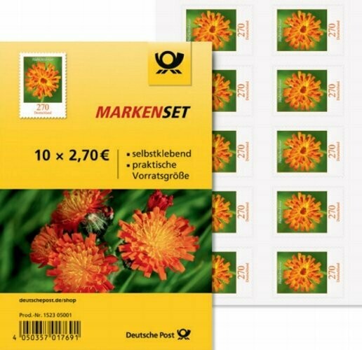 2,70 Briefmarken - G) Selbstklebend 10 Stück im Markenset Habichtskraut 2,70 Briefmarken - G) Selbstklebend 10 Stück im Markenset Habichtskraut