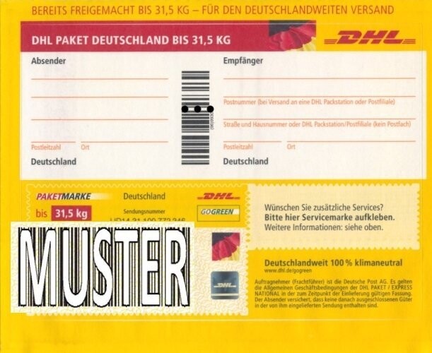 0 P7) Paketmarke Deutschland bis 31,5 kg - 1 Stück