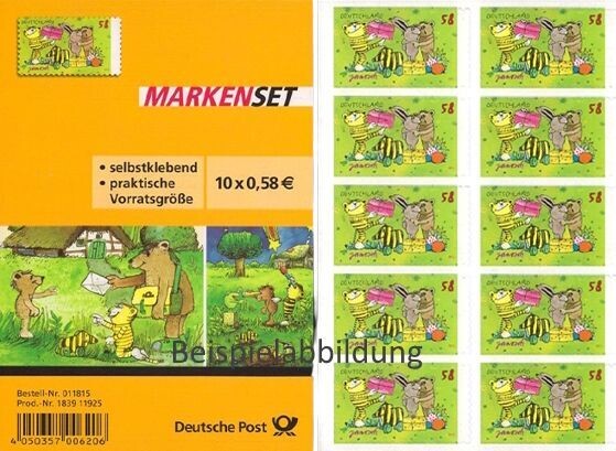 0,58 Briefmarken - H) Selbstklebend 10 Stück im Markenset Janosch 0,58 Briefmarken - H) Selbstklebend 10 Stück im Markenset Janosch