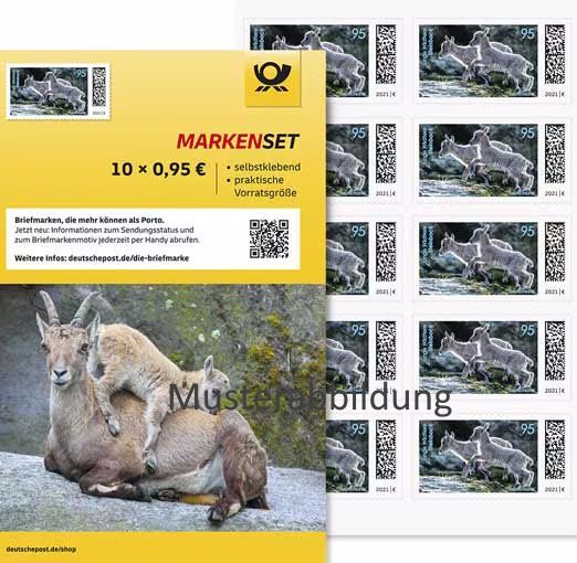 0,95 Briefmarken - J) Selbstklebend 10 Stück im Markenset Steinbock