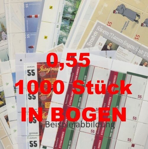 0,55 Briefmarken - E) 1.000 Stück in Bogen ANGEBOT 0,55 Briefmarken - E) 1.000 Stück in Bogen ANGEBOT