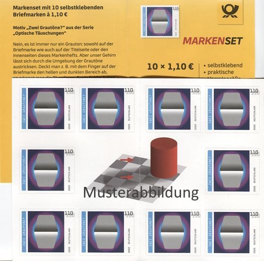 1,10 Briefmarken - H) Selbstklebend 10 Stück im Markenset Grautöne