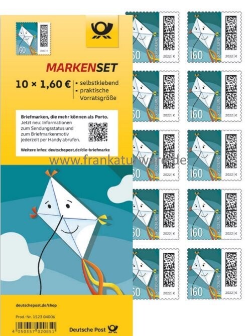 1,60 Briefmarken - H) Selbstklebend 10 Stück im Markenset Briefdrachen