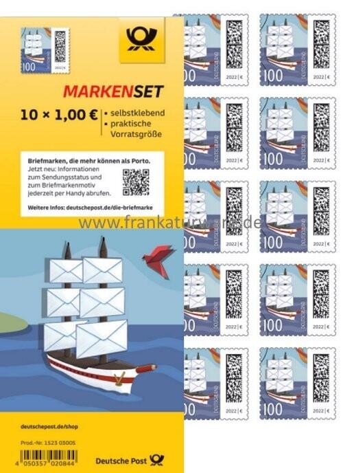 1,00 Briefmarken - H) Selbstklebend 10 Stück im Markenset Briefsegler