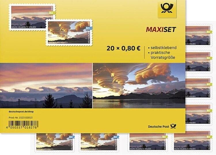 0,80 Briefmarken - I) Selbstklebend 20 Stück im Markenset Wolken
