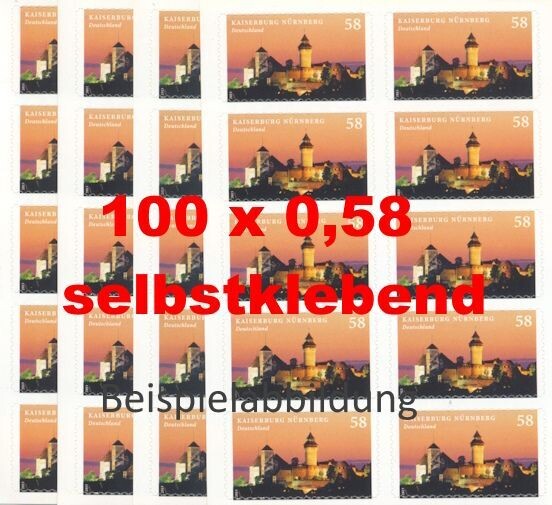 0,58 Briefmarken - J) Selbstklebend 100 Stück in Markensets Kaiserburg 0,58 Briefmarken - J) Selbstklebend 100 Stück in Markensets Kaiserburg