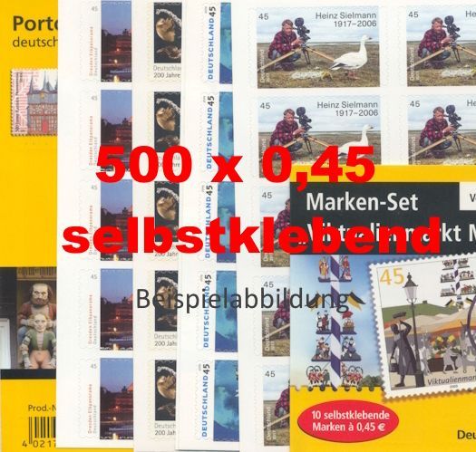 0,45 Briefmarken - K) Selbstklebend 500 Stück in Markensets 0,45 Briefmarken - K) Selbstklebend 500 Stück in Markensets