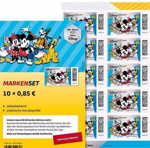 0,85 Briefmarken - J) Selbstklebend 10 Stück im Markenset Disney