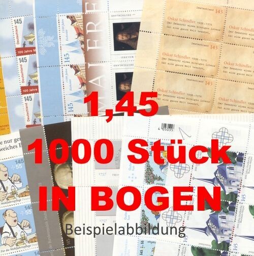 1,45 Briefmarken - E) 1.000 Stück in Bogen ANGEBOT