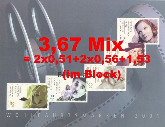 0,51-1,53 = 3,67 Briefmarken Kombination - 10 Stück als Blatt