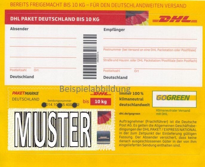 0 P6) Paketmarke Deutschland bis 10 kg - 1 Stück