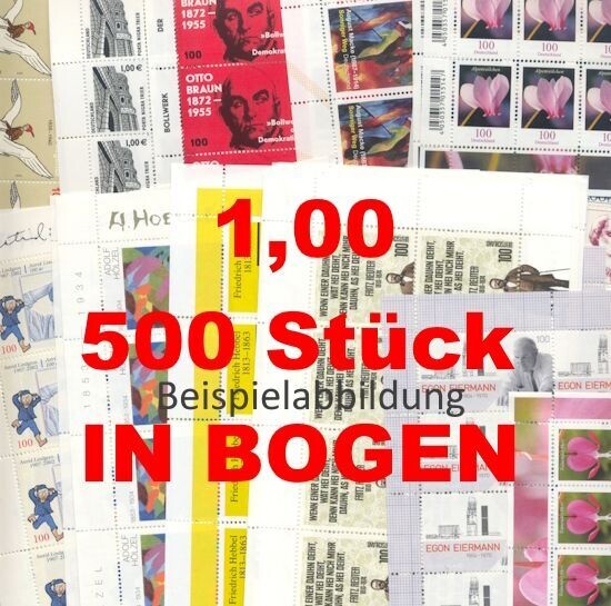 1,00 Briefmarken - F) 500 Stück in Bogen ANGEBOT