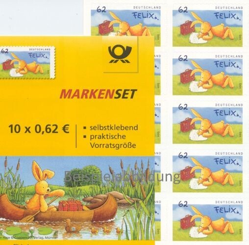 0,62 Briefmarken - H) Selbstklebend 10 Stück im Markenset Hase Felix 0,62 Briefmarken - H) Selbstklebend 10 Stück im Markenset Hase Felix