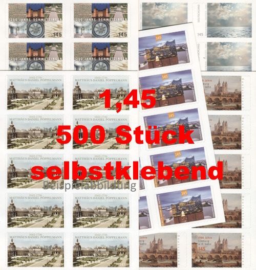 1,45 Briefmarken - J) Selbstklebend 500 Stück in Markensets 1,45 Briefmarken - J) Selbstklebend 500 Stück in Markensets