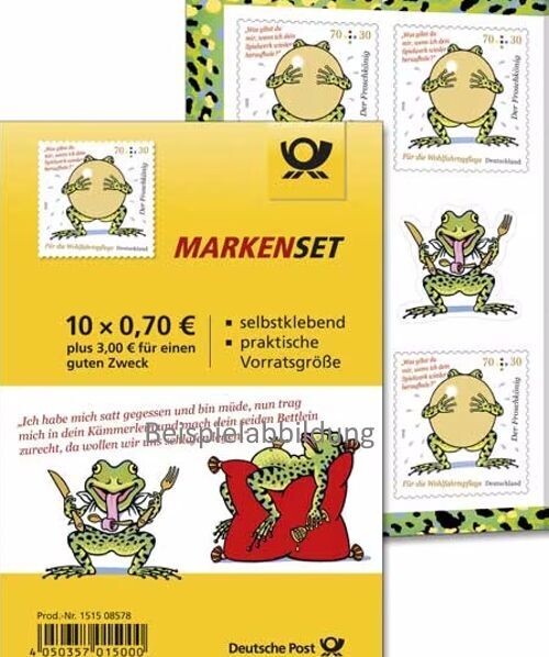 0,70 Briefmarken - H) Selbstklebend 10 Stück im Markenset Froschkönig 0,70 Briefmarken - H) Selbstklebend 10 Stück im Markenset Froschkönig