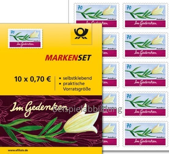 0,70 Briefmarken - H) Selbstklebend 10 Stück im Markenset Im Gedenken 0,70 Briefmarken - H) Selbstklebend 10 Stück im Markenset Im Gedenken