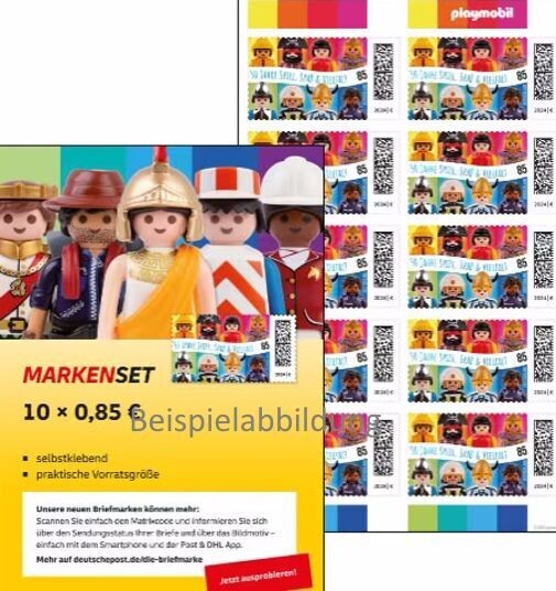 0,85 Briefmarken - J) Selbstklebend 10 Stück im Markenset Playmobil