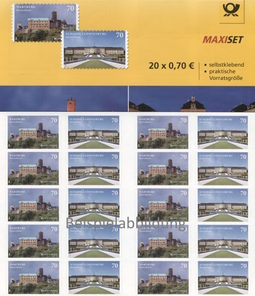 0,70 Briefmarken - I) Selbstklebend 20 Stück im Markenset Schlösser A 0,70 Briefmarken - I) Selbstklebend 20 Stück im Markenset Schlösser A