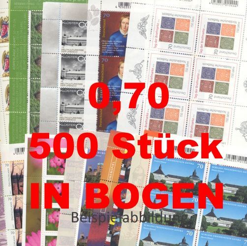 0,70 Briefmarken - E) 500 Stück in Bogen ANGEBOT 0,70 Briefmarken - E) 500 Stück in Bogen ANGEBOT