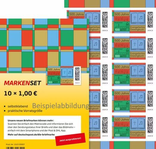 1,00 Briefmarken - H) Selbstklebend 10 Stück im Markenset Gesangbuch 1,00 Briefmarken - H) Selbstklebend 10 Stück im Markenset Gesangbuch