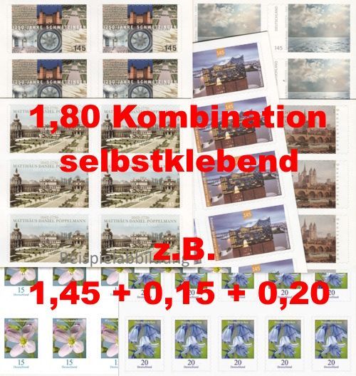 1,80 Briefmarken - M) Selbstklebend 100 Stück Kombination 1,80 Briefmarken - M) Selbstklebend 100 Stück Kombination
