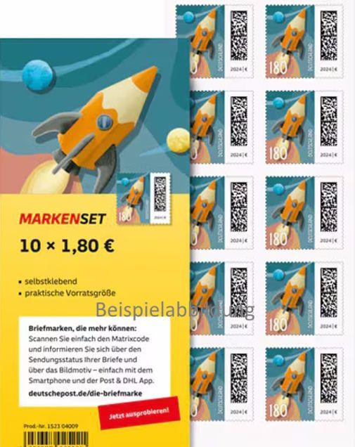1,80 Briefmarken - J) Selbstklebend 10 Stück im Markenset Raketenpost