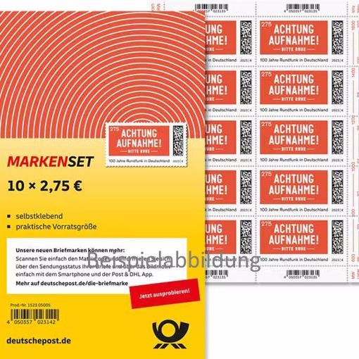 2,75 Briefmarken - 10 Stück selbstklebend im Markenset Rundfunk 2,75 Briefmarken - 10 Stück selbstklebend im Markenset Rundfunk