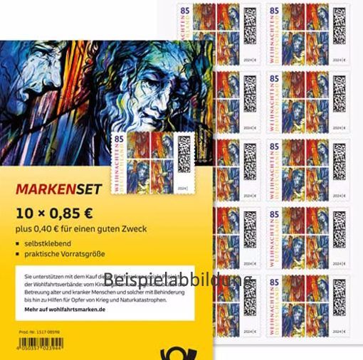 0,85 Briefmarken - J) Selbstklebend 10 Stück im Markenset Kirchenfenster