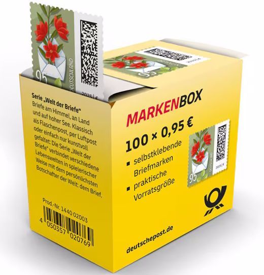 0,95 Briefmarken - L) Selbstklebend 100 Stück in Markenbox