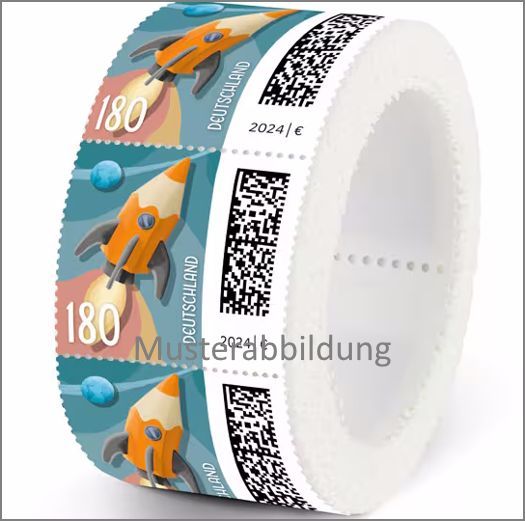 1,80 Briefmarken - F) 200 Stück Rolle Raketenpost 1,80 Briefmarken - F) 200 Stück Rolle Raketenpost