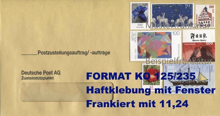 PZU 04 neu - Postzustellungsauftrag 11,24 - 10 Stück Format KO - Haftklebung