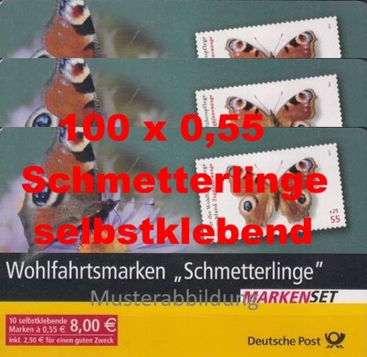 0,55 Briefmarken - L) Selbstklebend 100 Stück in Markensets Schmetterling