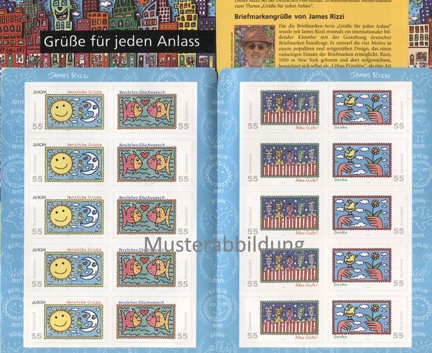 0,55 Briefmarken - K) Selbstklebend 20 Stück im Markenset Grüße Rizzi