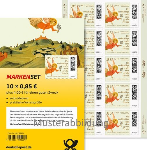 0,85 Briefmarken - J) Selbstklebend 10 Stück im Markenset Weihnachten 22 0,85 Briefmarken - J) Selbstklebend 10 Stück im Markenset Weihnachten 22