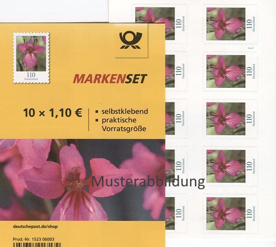 1,10 Briefmarken - H) Selbstklebend 10 Stück im Markenset Wild-Gladiole 1,10 Briefmarken - H) Selbstklebend 10 Stück im Markenset Wild-Gladiole