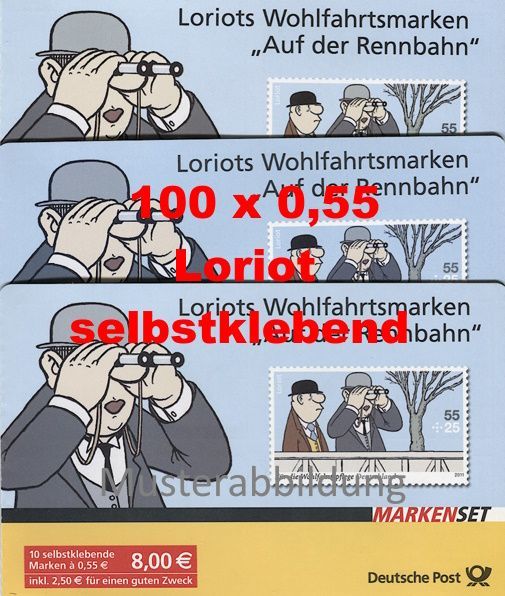 0,55 Briefmarken - L) Selbstklebend 100 Stück in Markensets Loriot 0,55 Briefmarken - L) Selbstklebend 100 Stück in Markensets Loriot