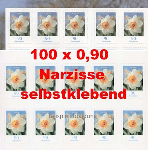 0,90 Briefmarken - I) Selbstklebend 100 Stück Narzisse in Markensets