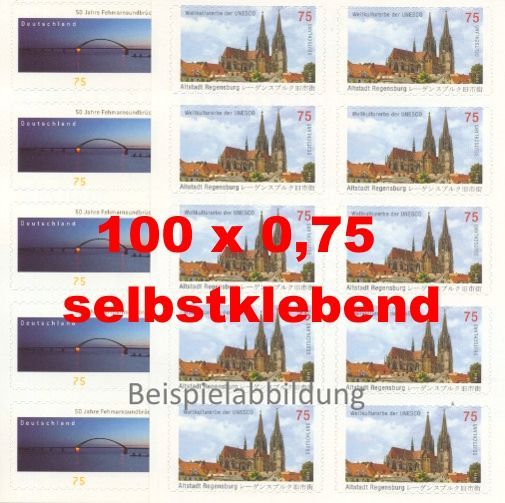 0,75 Briefmarken - I) Selbstklebend 100 Stück in Markensets