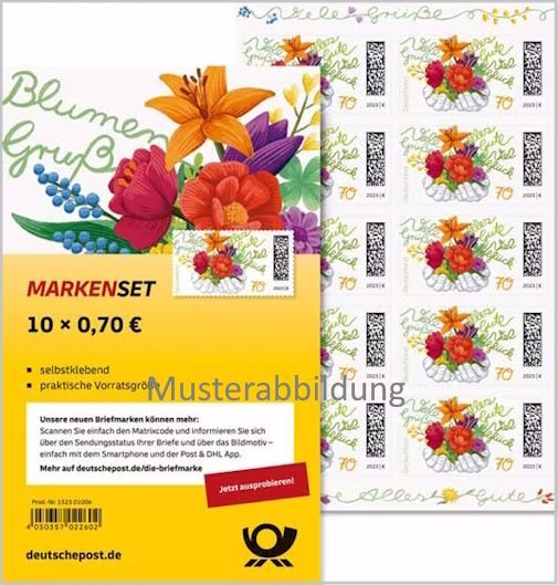 0,70 Briefmarken - H) Selbstklebend 10 Stück im Markenset Blumengruß 0,70 Briefmarken - H) Selbstklebend 10 Stück im Markenset Blumengruß