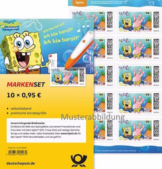 0,95 Briefmarken - J) Selbstklebend 10 Stück im Markenset SpongeBob