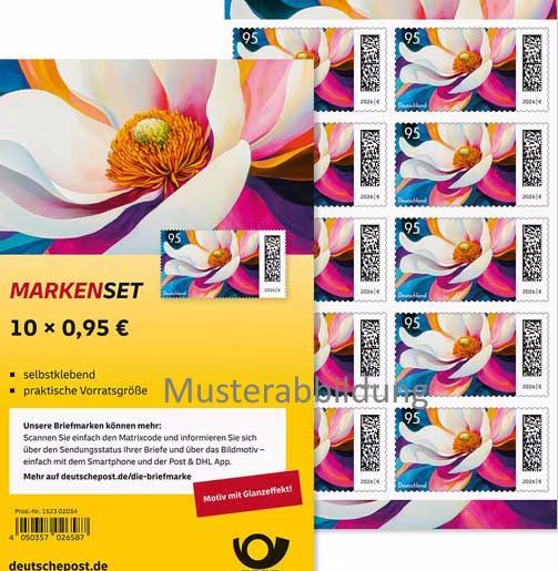 0,95 Briefmarken - J) Selbstklebend 10 Stück im Markenset Blumengruß